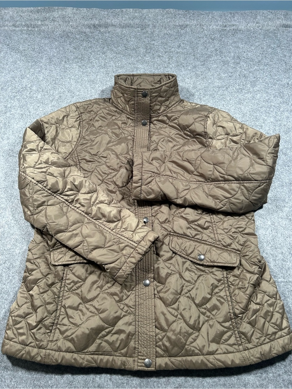 Lands' End Quilted Puffer Jacket in Taupe